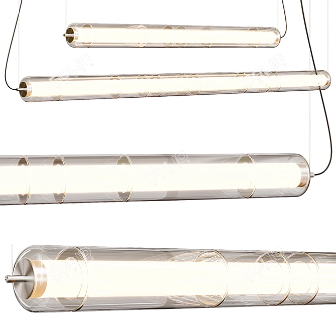 Sleek Borosilicate Glass Pendant Lamp 3D model image 2