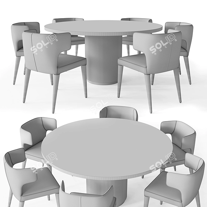 Modern RH Byron Dining Set 3D model image 4