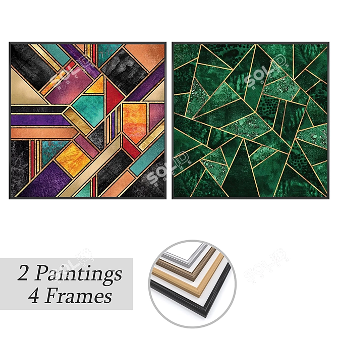 Art Prints Set with Frames 3D model image 1