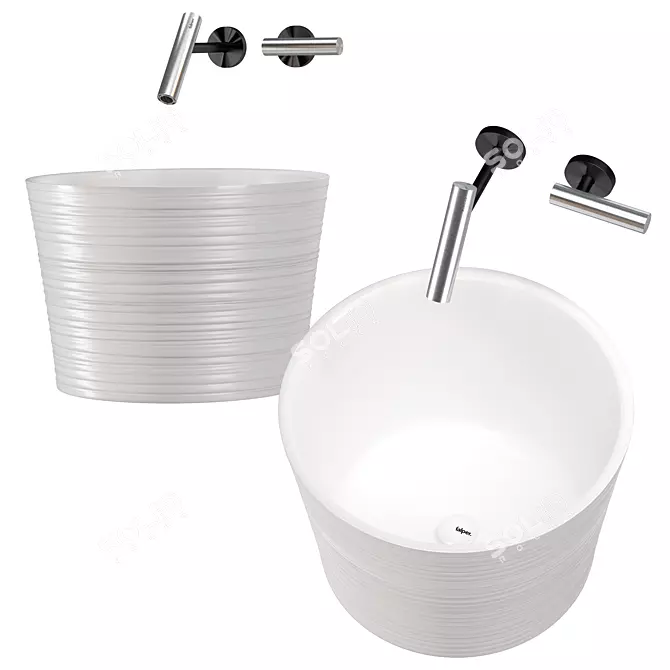 FALPER HANDMADE Basin Set: 3 Size Options & Faucets 3D model image 2