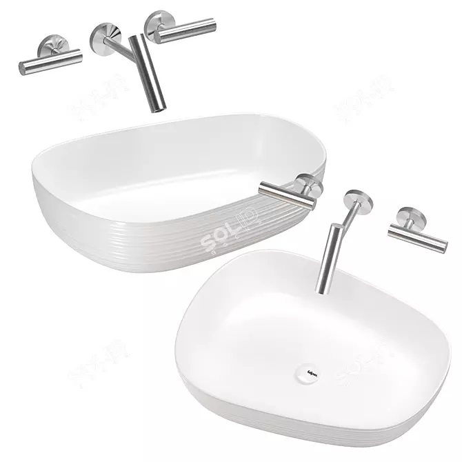 FALPER HANDMADE Basin Set: 3 Size Options & Faucets 3D model image 3