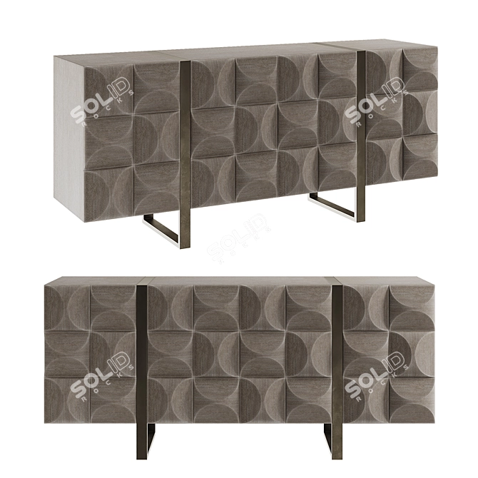 Bluff Finish Oak Entertainment Credenza 3D model image 1