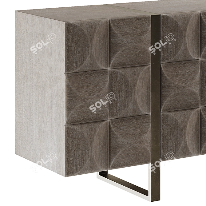 Bluff Finish Oak Entertainment Credenza 3D model image 2