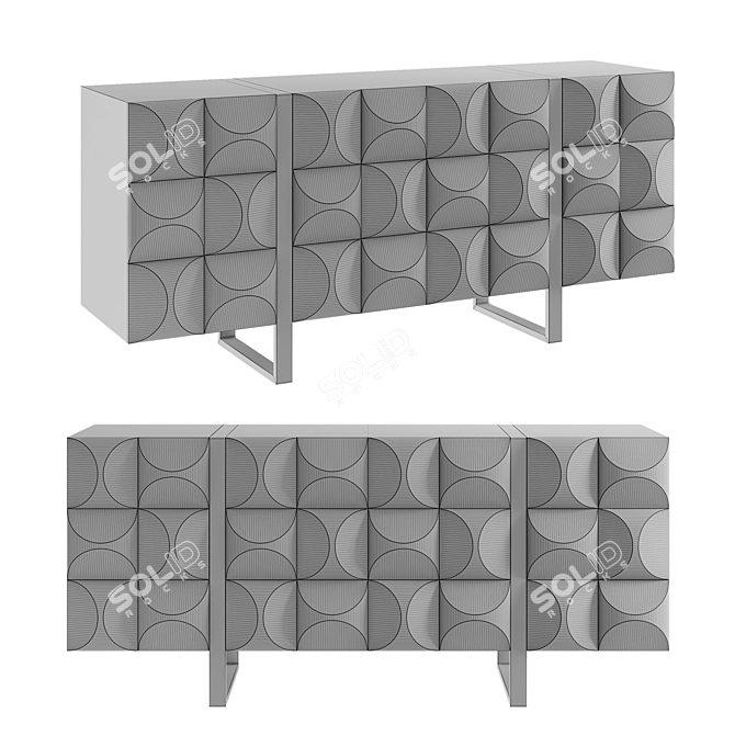 Bluff Finish Oak Entertainment Credenza 3D model image 3