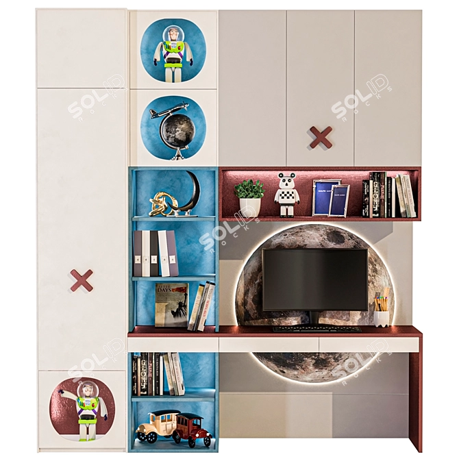  Toy Storage Cabinet with Workspace 3D model image 1