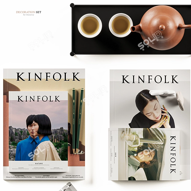 Kinfolk Tea Set and Figurines 3D model image 2