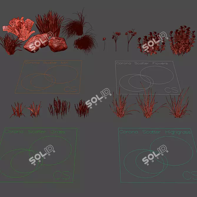 ChaosScatter Field Herbs Collection 3D model image 5