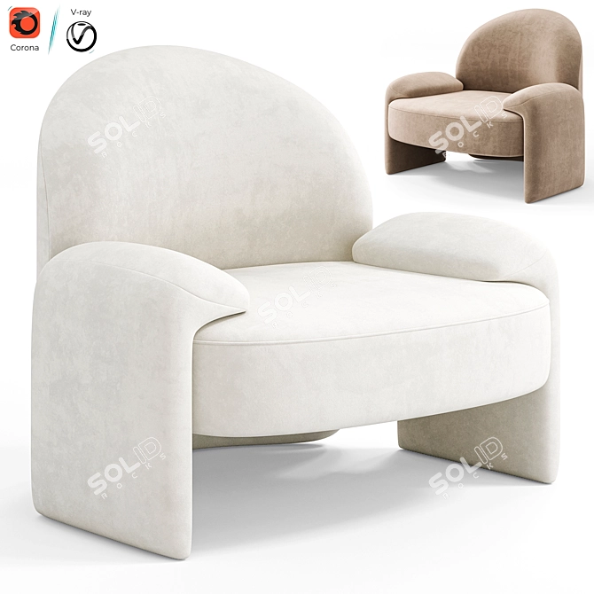 Sleek and Stylish AMA Armchair 3D model image 1