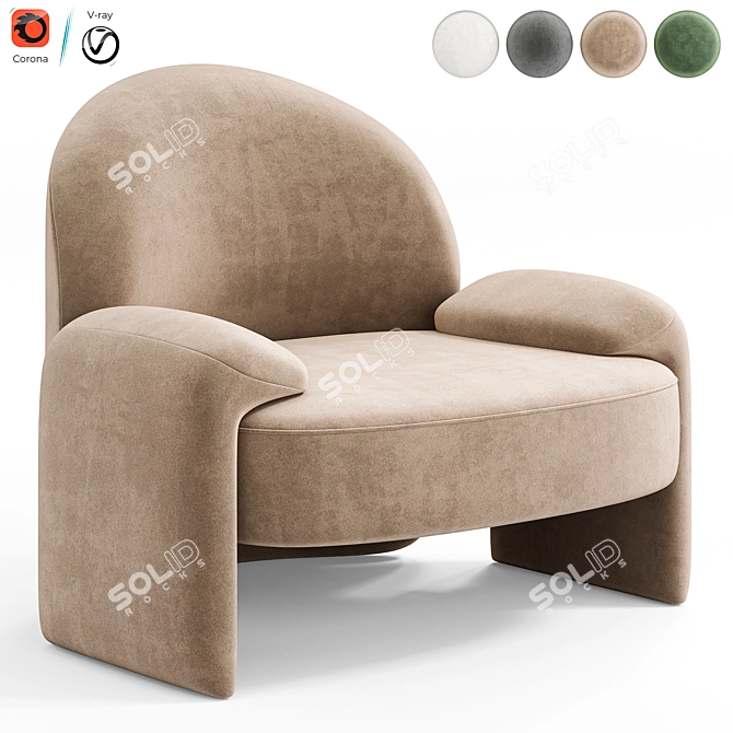Sleek and Stylish AMA Armchair 3D model image 4