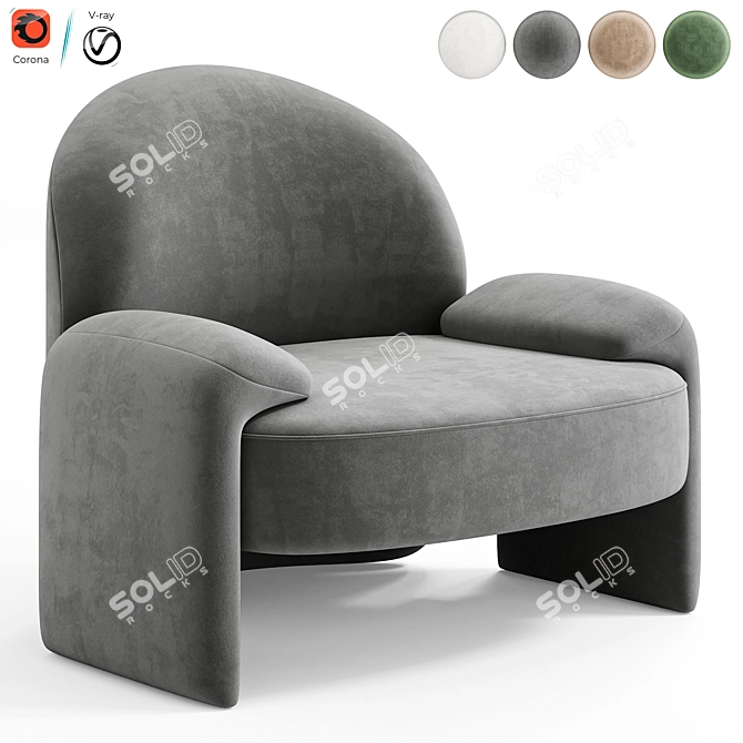Sleek and Stylish AMA Armchair 3D model image 5