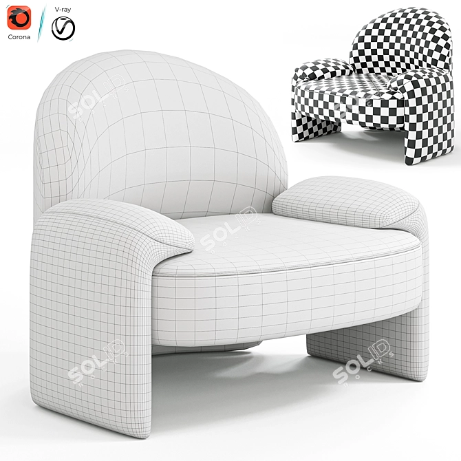 Sleek and Stylish AMA Armchair 3D model image 7