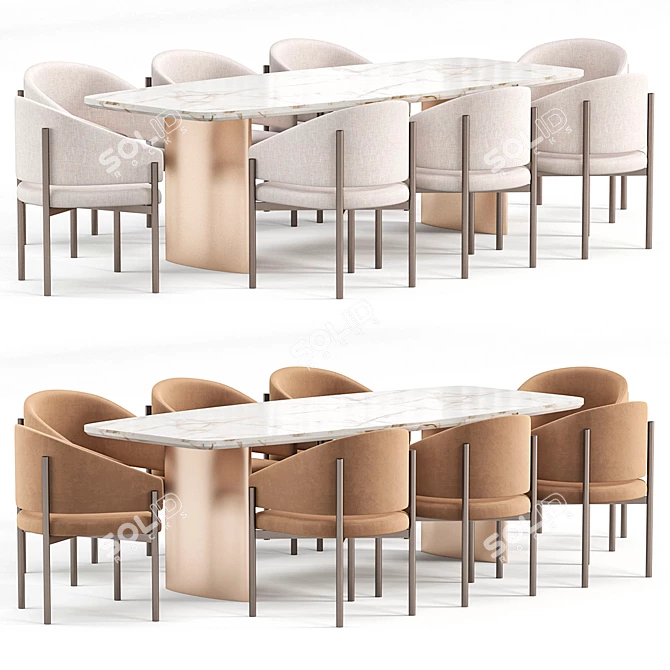 Elegant Solana Dining Set 3D model image 1