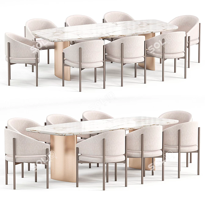 Elegant Solana Dining Set 3D model image 2