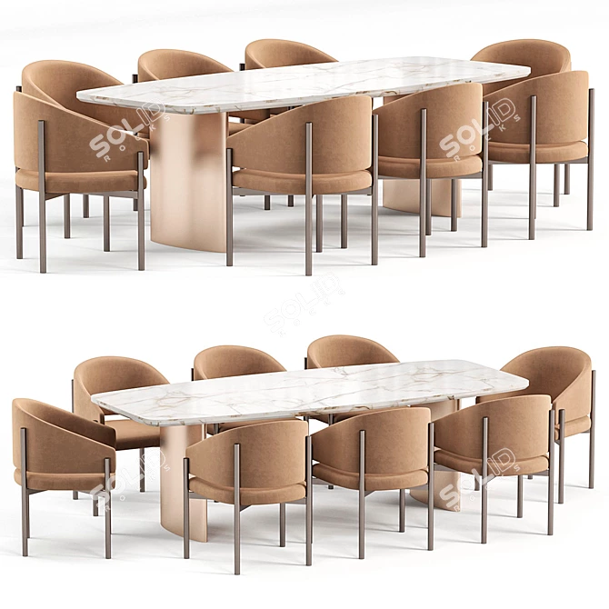 Elegant Solana Dining Set 3D model image 3