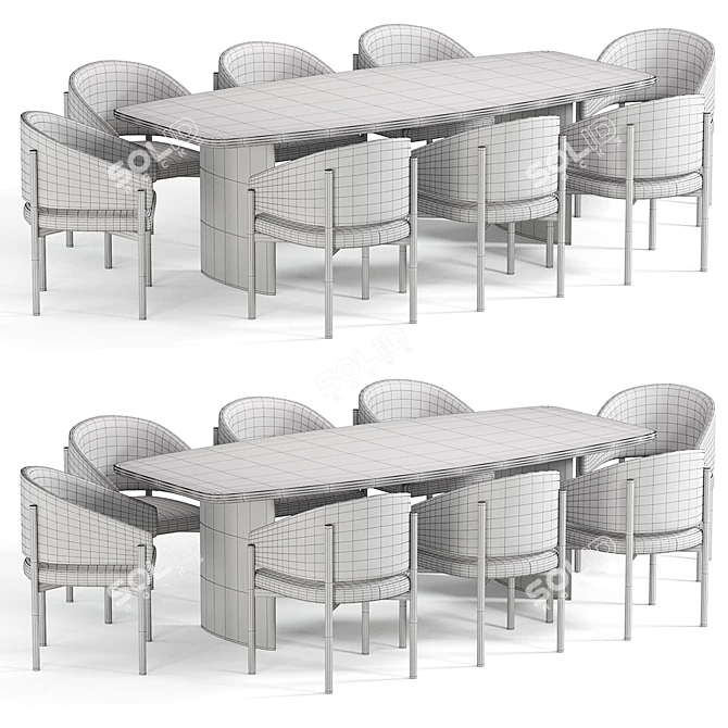 Elegant Solana Dining Set 3D model image 4