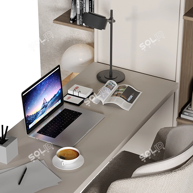 Modern Home Office Furniture Set 3D model image 3