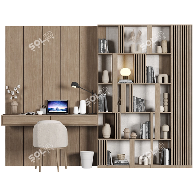 Modern Home Office Desk Set 3D model image 1