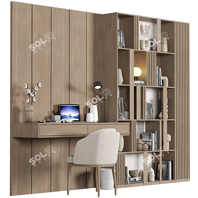 Modern Home Office Desk Set 3D model image 2