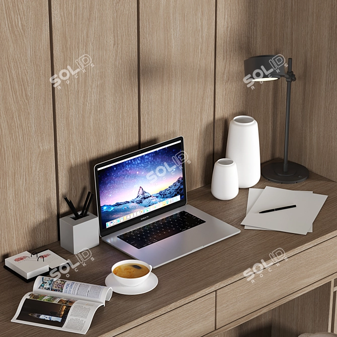 Modern Home Office Desk Set 3D model image 3