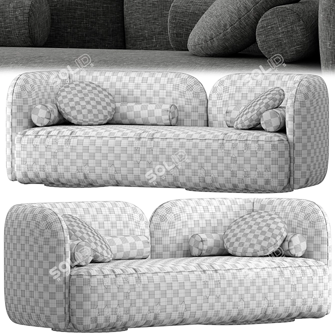 Georgina White Boucle Fabric Sofa 3D model image 5