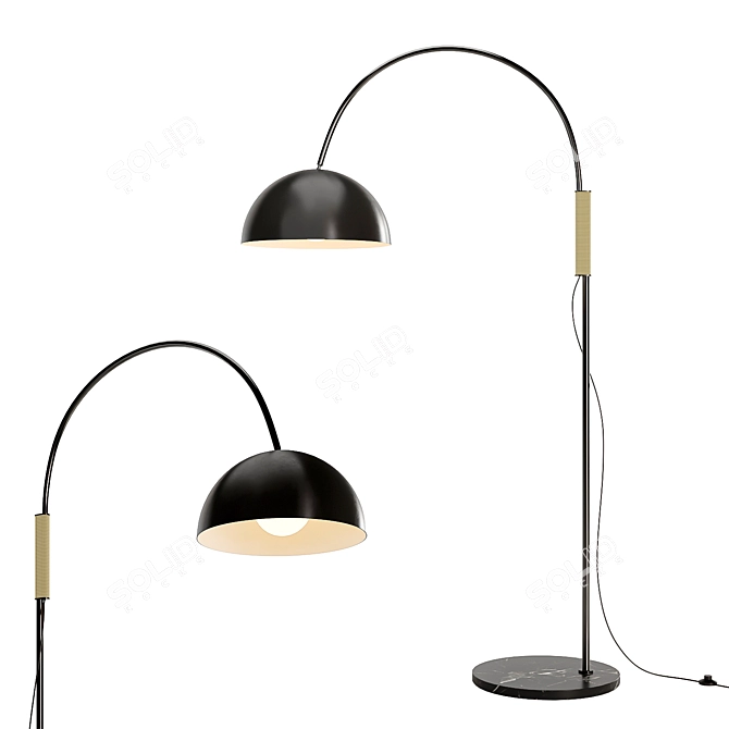 Sleek Arched Black Floor Lamp 3D model image 1