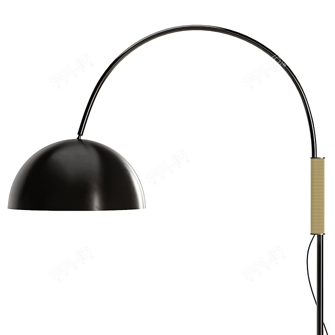 Sleek Arched Black Floor Lamp 3D model image 2