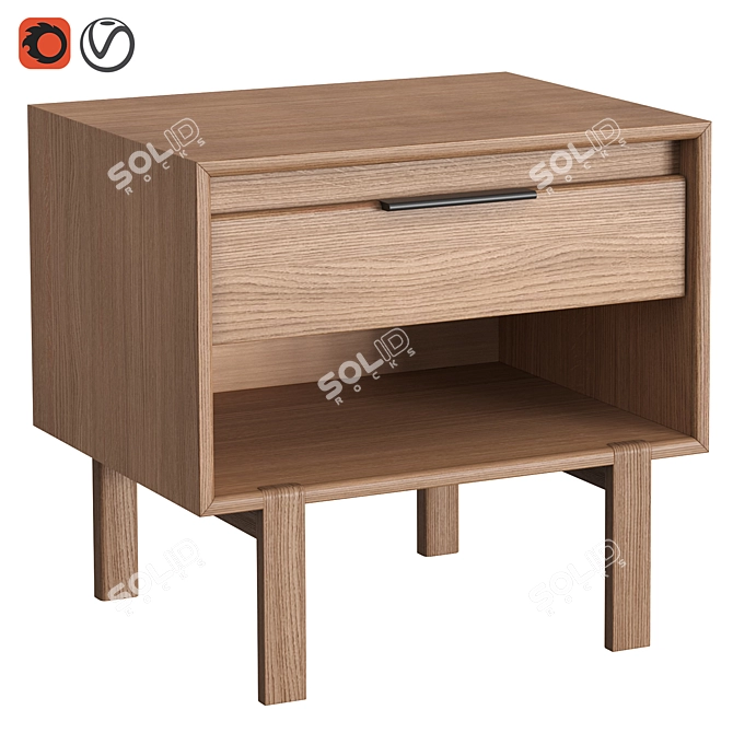 Scandinavian Oak Nightstand by Dantone 3D model image 1