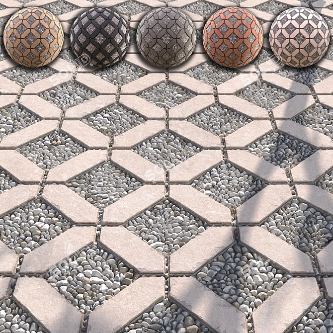 Gravel Pavement PBR Textures Pack 3D model image 1