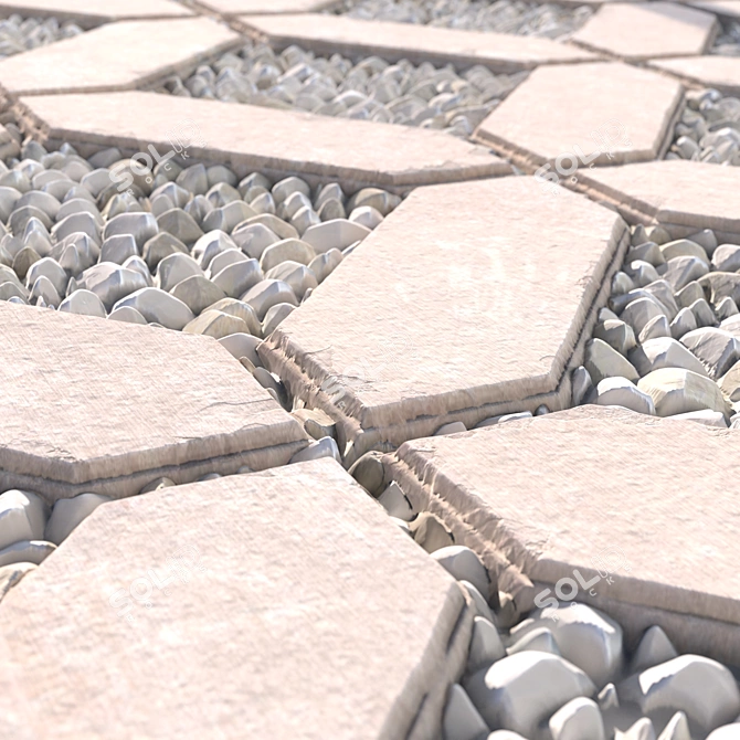 Gravel Pavement PBR Textures Pack 3D model image 7