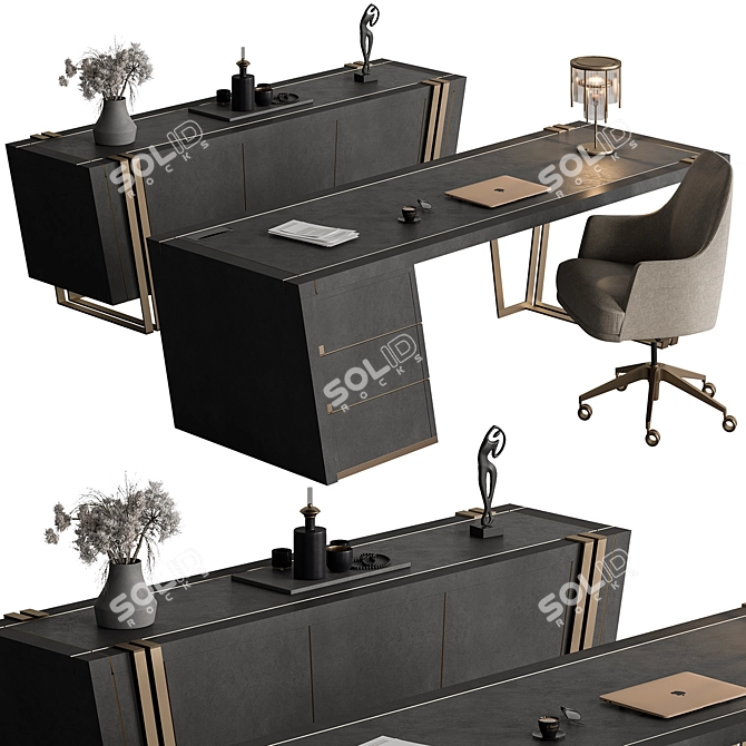 Executive Workstation Furniture - Luxurious Design 3D model image 2