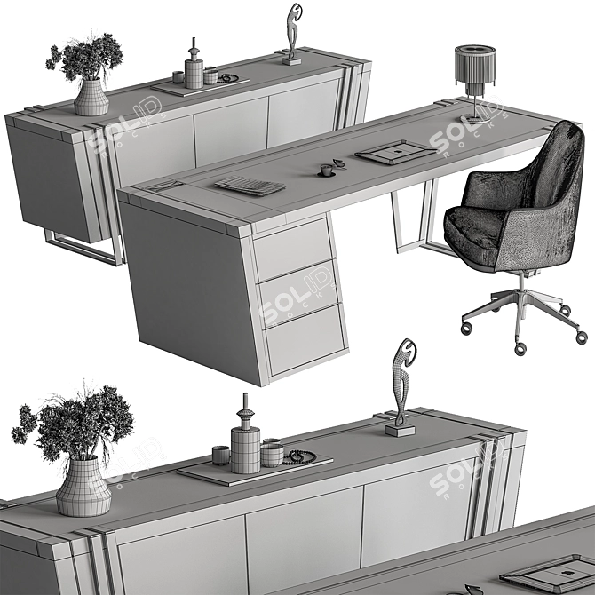 Executive Workstation Furniture - Luxurious Design 3D model image 4