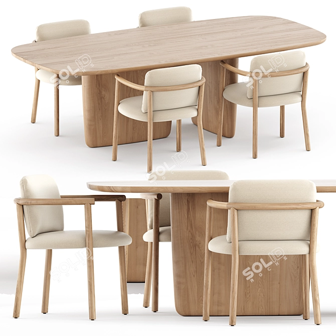 Modern Outdoor Set: Heri O Chairs & Tobi-Ishi Table 3D model image 1