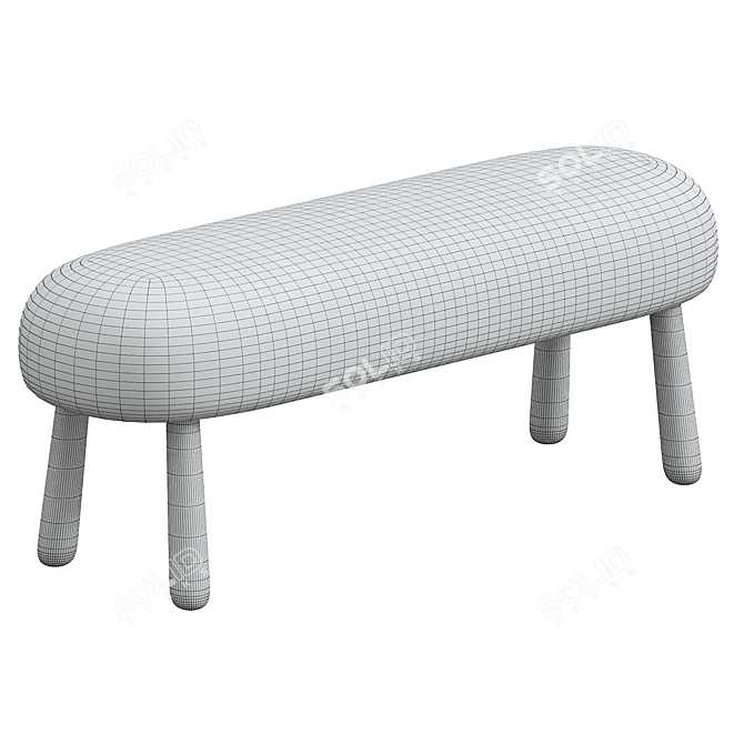 Cozy Lambswool & Walnut Bench 3D model image 3