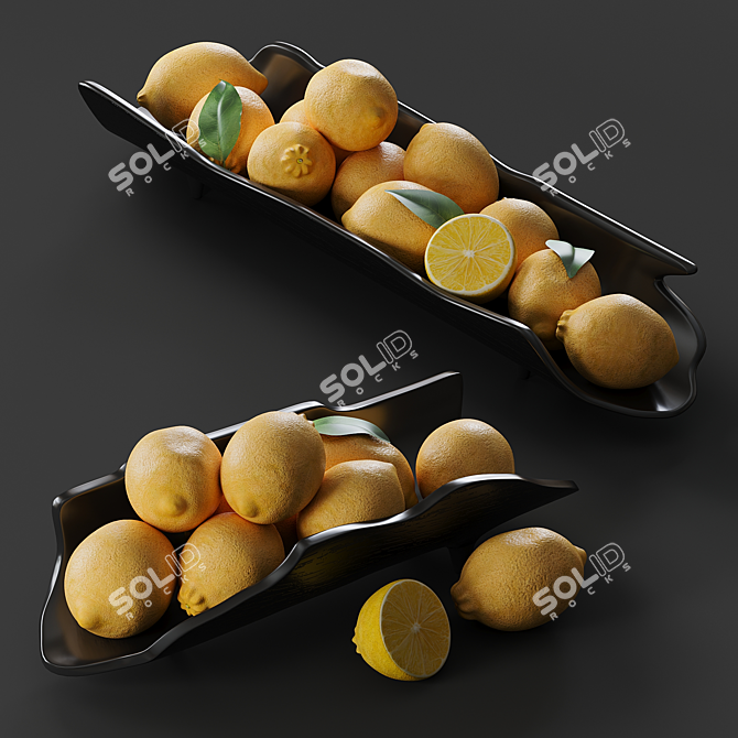 Elegant Lemon Caryn Trays Set 3D model image 1