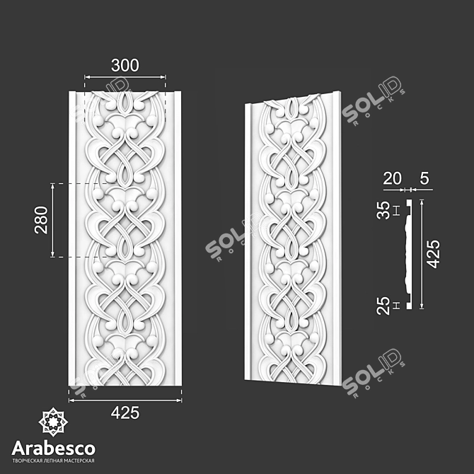 Elegant Gypsum Friz F886 3D model image 5