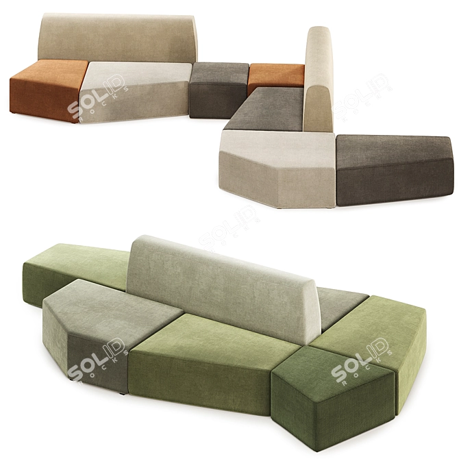 Multifunctional True Design Stone Sofa 3D model image 1