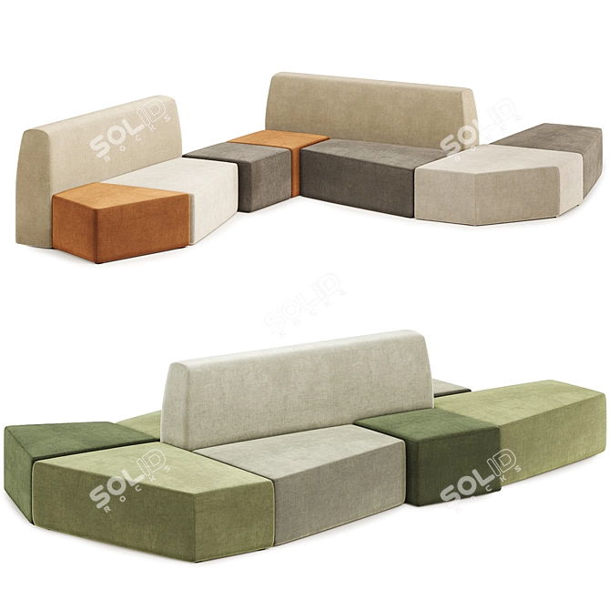 Multifunctional True Design Stone Sofa 3D model image 2