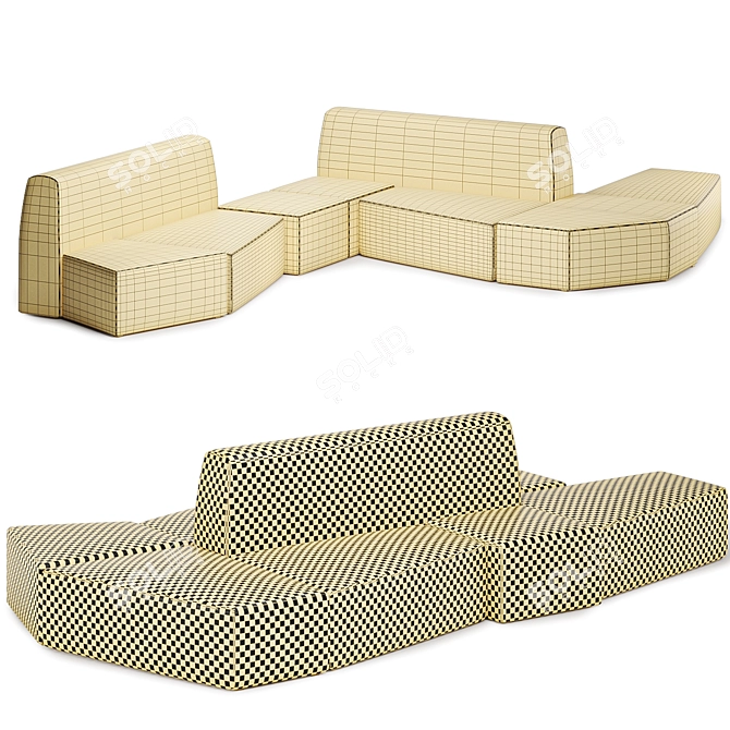 Multifunctional True Design Stone Sofa 3D model image 5