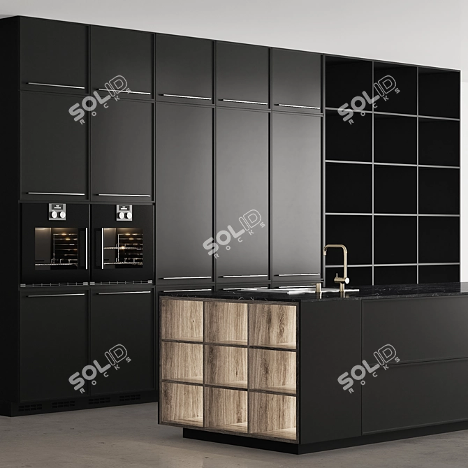Customizable Modern Kitchen Island Cabinet 3D model image 2