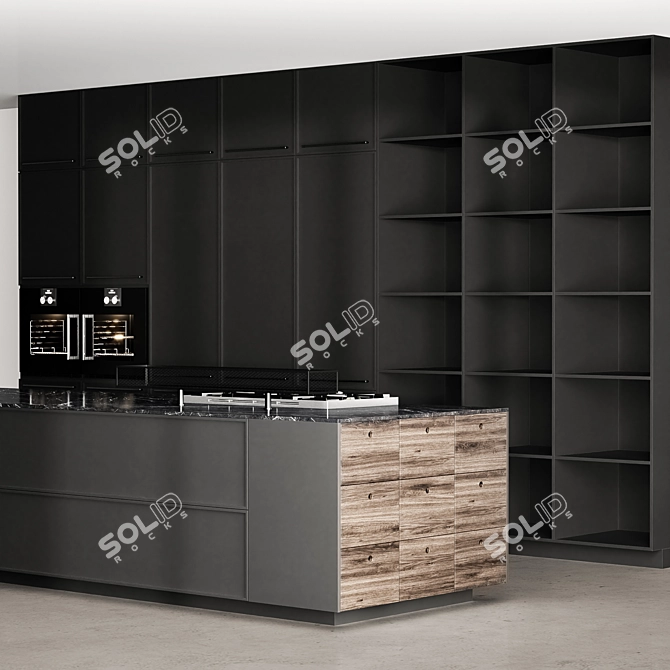 Customizable Modern Kitchen Island Cabinet 3D model image 3