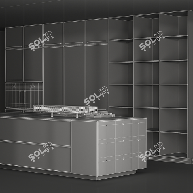 Customizable Modern Kitchen Island Cabinet 3D model image 4