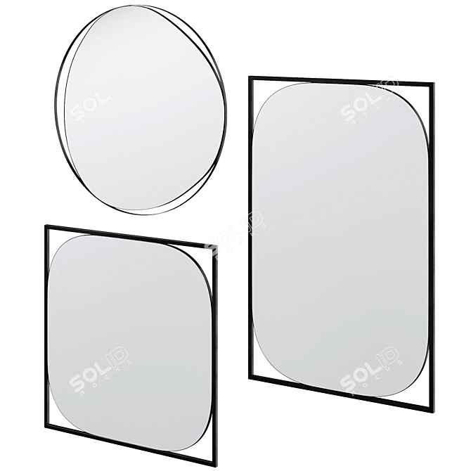 Modern Chic Wall Mirror Set 3D model image 1