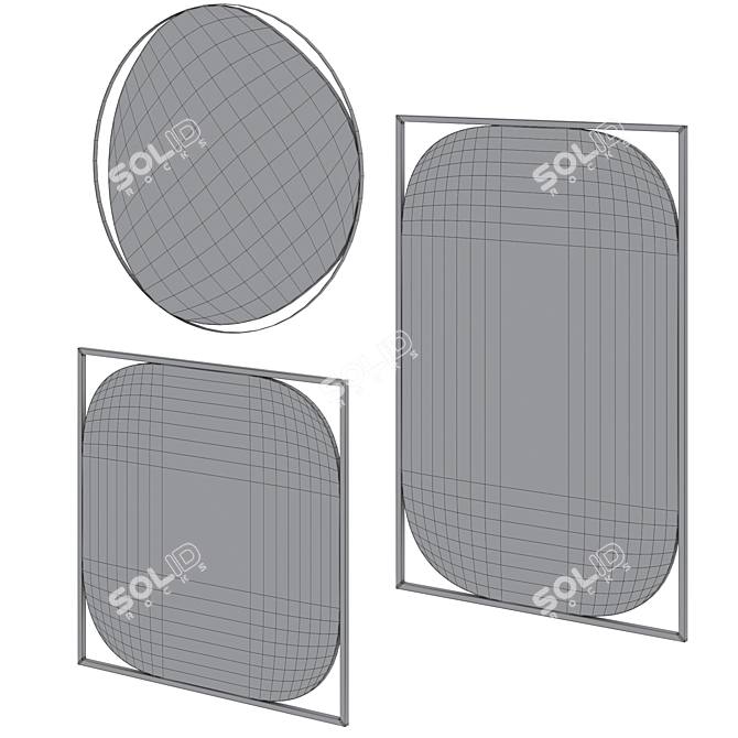 Modern Chic Wall Mirror Set 3D model image 4