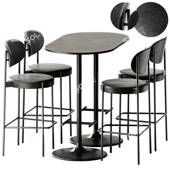 Verner 430 Bar Stool Set 3D model image 1