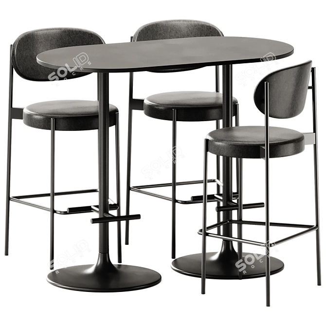 Verner 430 Bar Stool Set 3D model image 2