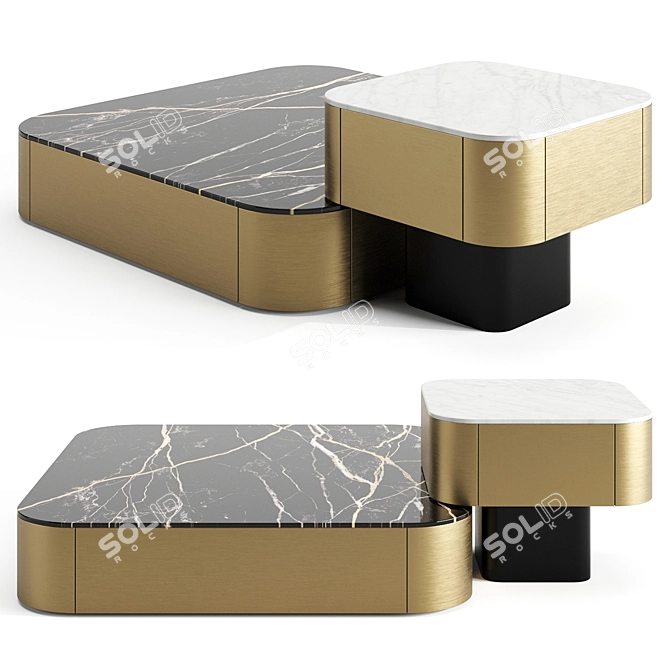 Luxurious Marble Coffee Tables 3D model image 1