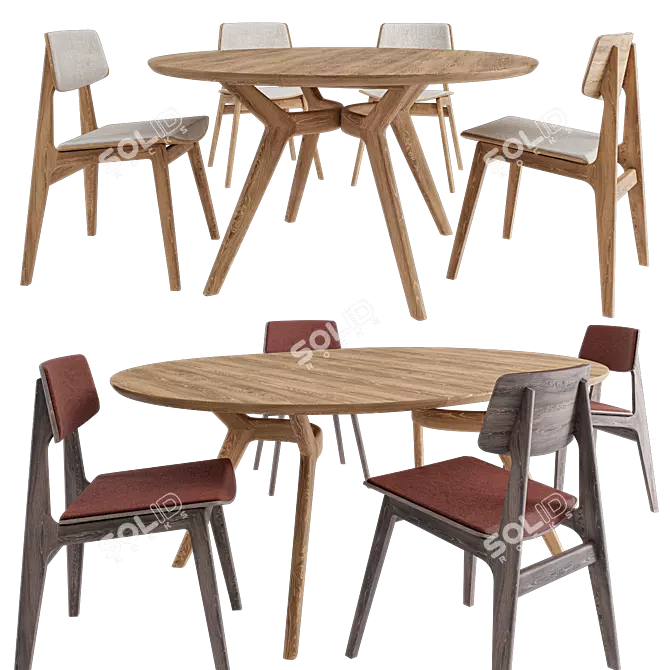 Rustic Elegance: Amelia Table Set 3D model image 1