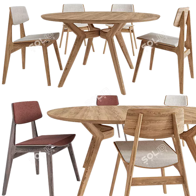 Rustic Elegance: Amelia Table Set 3D model image 2