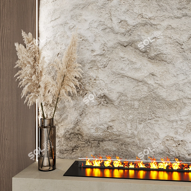 Modern Bio Fireplace TV Wall Unit 3D model image 2