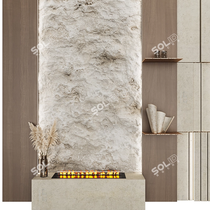 Modern Bio Fireplace TV Wall Unit 3D model image 3